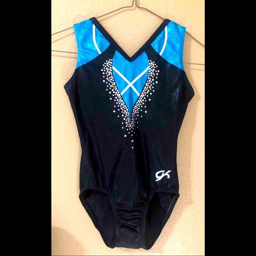 GK Elite Turquoise Trim Tank gymnastics leotard-CL